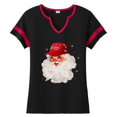 Make A Christmas Great Again Xmas Trump Maga Pajamas Santa Ladies Halftime Notch Neck Tee