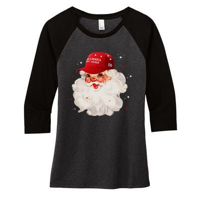 Make A Christmas Great Again Xmas Trump Maga Pajamas Santa Women's Tri-Blend 3/4-Sleeve Raglan Shirt