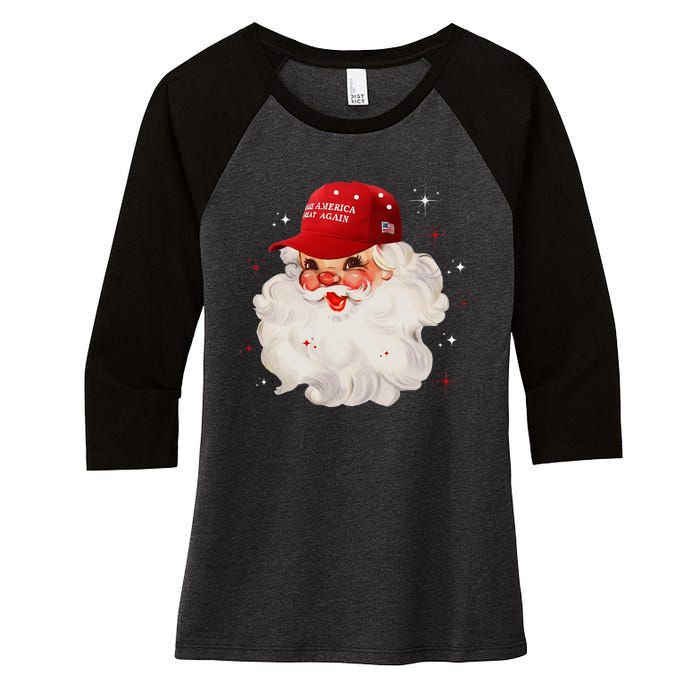 Make A Christmas Great Again Xmas Trump Maga Pajamas Santa Women's Tri-Blend 3/4-Sleeve Raglan Shirt