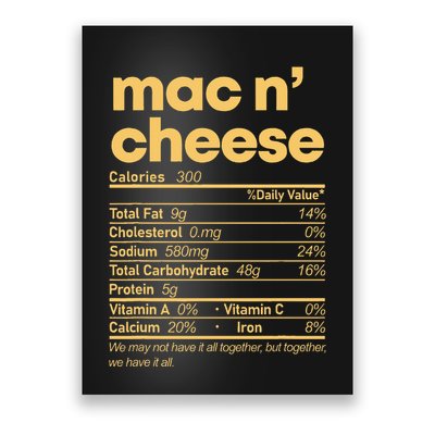 Mac And Cheese Nutrition Thanksgiving Mac N Cheese Poster