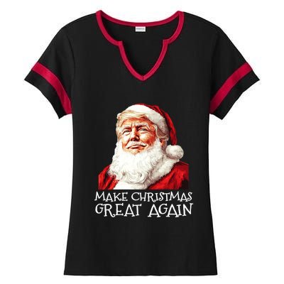 Make A Christmas Great Again Xmas President Trump Maga Santa Gift Ladies Halftime Notch Neck Tee