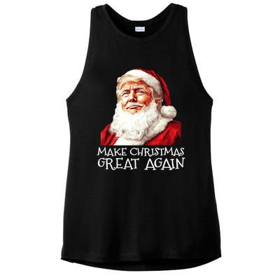 Make A Christmas Great Again Xmas President Trump Maga Santa Gift Ladies PosiCharge Tri-Blend Wicking Tank