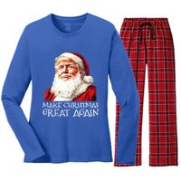 Make A Christmas Great Again Xmas President Trump Maga Santa Gift Women's Long Sleeve Flannel Pajama Set 