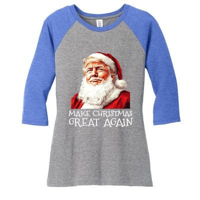 Make A Christmas Great Again Xmas President Trump Maga Santa Gift Women's Tri-Blend 3/4-Sleeve Raglan Shirt