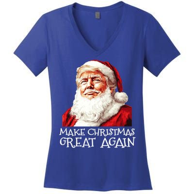 Make A Christmas Great Again Xmas President Trump Maga Santa Gift Women's V-Neck T-Shirt