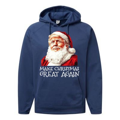 Make A Christmas Great Again Xmas President Trump Maga Santa Gift Performance Fleece Hoodie