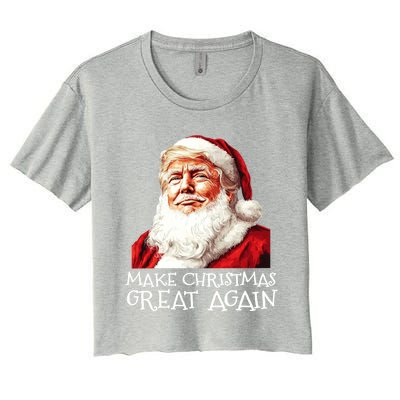 Make A Christmas Great Again Xmas President Trump Maga Santa Gift Women's Crop Top Tee