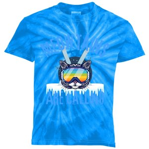 Meowtains Are Calling Funny Ski Cat Lovers Skiing Gift Kids Tie-Dye T-Shirt