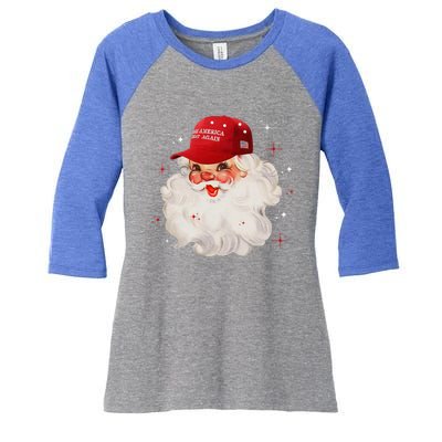 Make A Christmas Great Again Xmas Trump Maga Pajamas Santa Gift Women's Tri-Blend 3/4-Sleeve Raglan Shirt