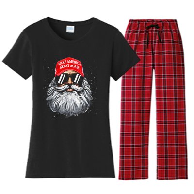 Make A Christmas Great Again Funny Xmas Trump Santa Pajamas Women's Flannel Pajama Set