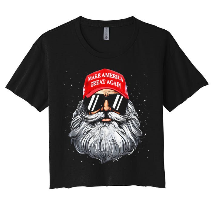 Make A Christmas Great Again Funny Xmas Trump Santa Pajamas Women's Crop Top Tee