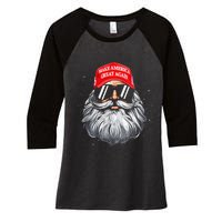 Make A Christmas Great Again Funny Xmas Trump Santa Pajamas Women's Tri-Blend 3/4-Sleeve Raglan Shirt