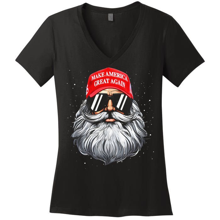 Make A Christmas Great Again Funny Xmas Trump Santa Pajamas Women's V-Neck T-Shirt