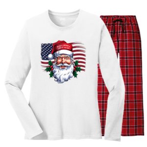 Make A Christmas Great Again Xmas Trump Maga Pajamas Santa Women's Long Sleeve Flannel Pajama Set 