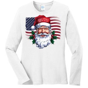 Make A Christmas Great Again Xmas Trump Maga Pajamas Santa Ladies Long Sleeve Shirt