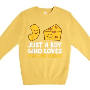 Macaroni And Cheese Just A Boy Who Loves Mac And Cheese Premium Crewneck Sweatshirt