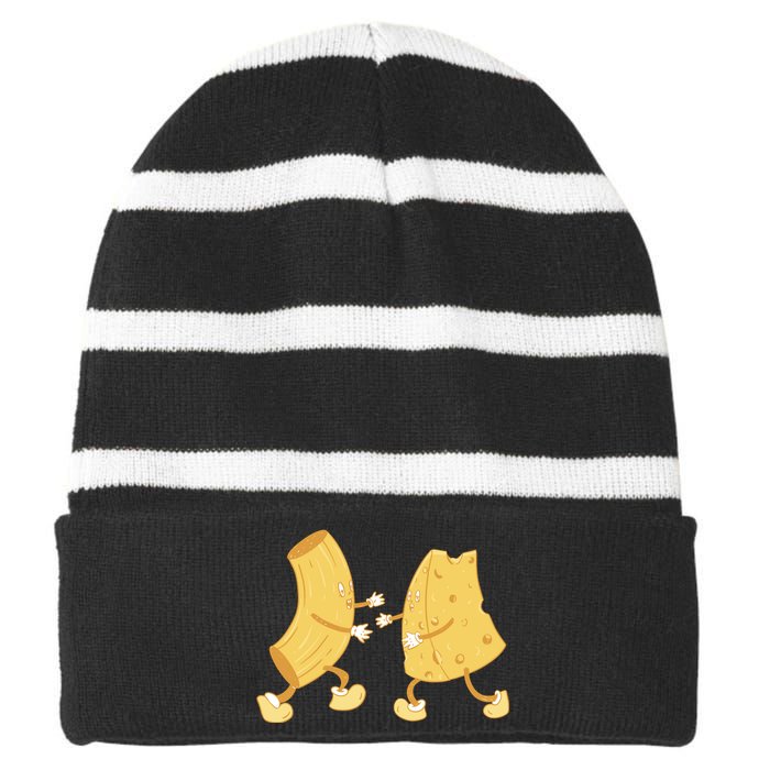 Mac And Cheese Funny Cute Striped Beanie with Solid Band