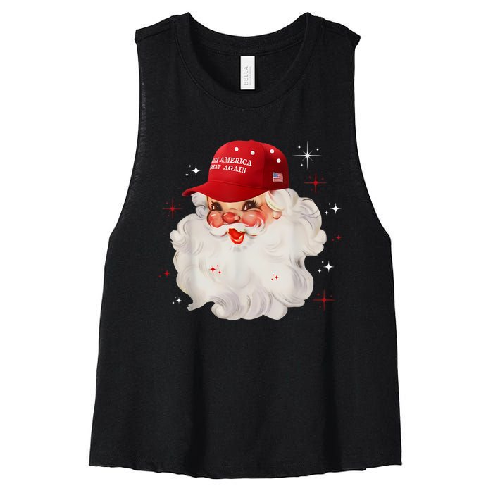 Make A Christmas Great Again Xmas Trump Maga Pajamas Santa Women's Racerback Cropped Tank