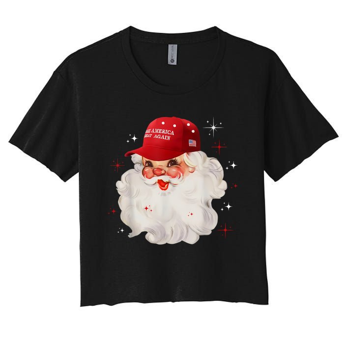 Make A Christmas Great Again Xmas Trump Maga Pajamas Santa Women's Crop Top Tee