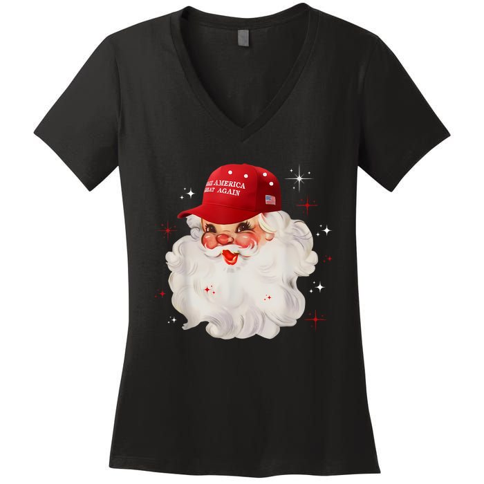 Make A Christmas Great Again Xmas Trump Maga Pajamas Santa Women's V-Neck T-Shirt