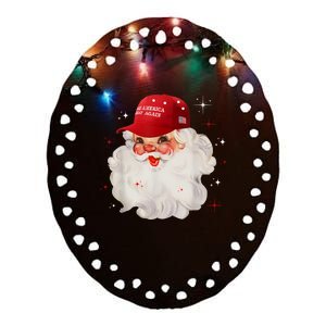 Make A Christmas Great Again Xmas Trump Maga Pajamas Santa Ceramic Oval Ornament