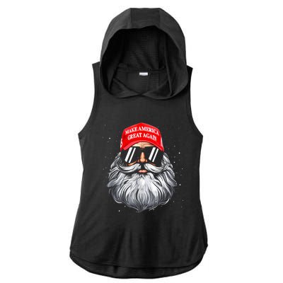 Make A Christmas Great Again Funny Xmas Trump Santa Pajamas Ladies PosiCharge Tri-Blend Wicking Draft Hoodie Tank