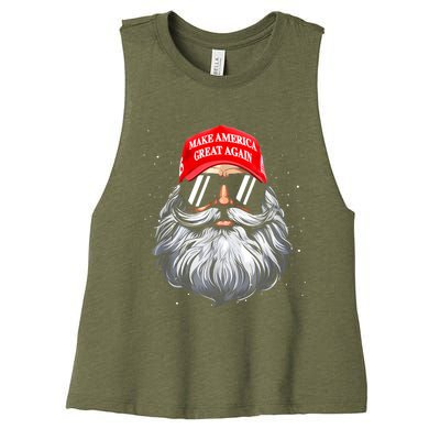 Make A Christmas Great Again Funny Xmas Trump Santa Pajamas Women's Racerback Cropped Tank