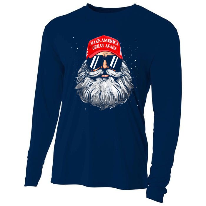 Make A Christmas Great Again Funny Xmas Trump Santa Pajamas Cooling Performance Long Sleeve Crew