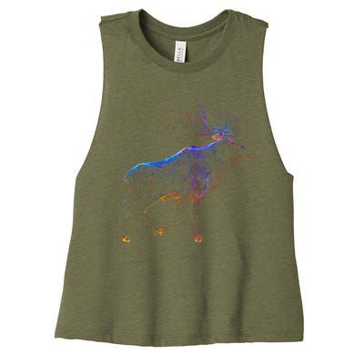 Moose Animal Cute Moose Canadian Moose Women's Racerback Cropped Tank