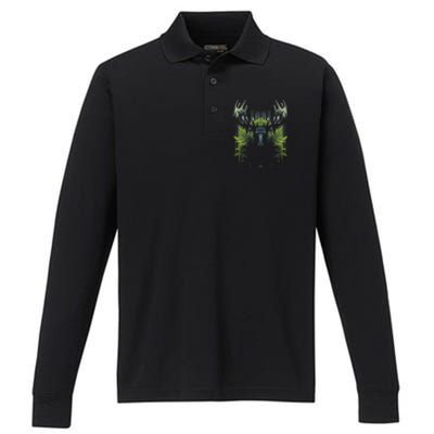 Moose Animal Cute Moose Canadian Moose Performance Long Sleeve Polo