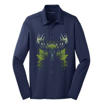 Moose Animal Cute Moose Canadian Moose Silk Touch Performance Long Sleeve Polo