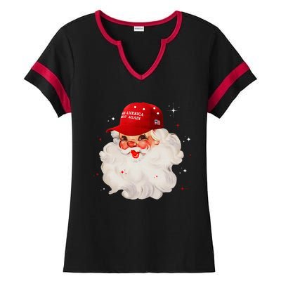 Make A Christmas Great Again Xmas Trump Maga Pajamas Santa Ladies Halftime Notch Neck Tee