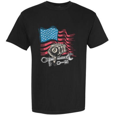 Mechanic Auto Car Repair American Flag Vintage Graphic Garment-Dyed Heavyweight T-Shirt