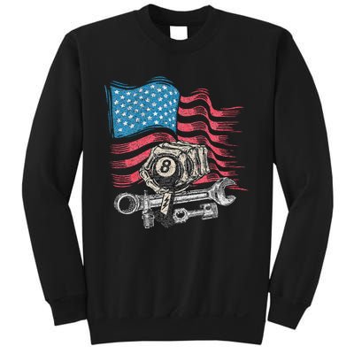 Mechanic Auto Car Repair American Flag Vintage Graphic Sweatshirt