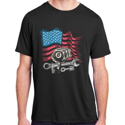 Mechanic Auto Car Repair American Flag Vintage Graphic Adult ChromaSoft Performance T-Shirt