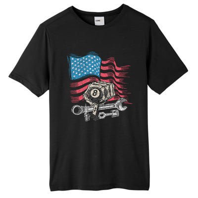 Mechanic Auto Car Repair American Flag Vintage Graphic Tall Fusion ChromaSoft Performance T-Shirt