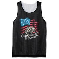 Mechanic Auto Car Repair American Flag Vintage Graphic Mesh Reversible Basketball Jersey Tank