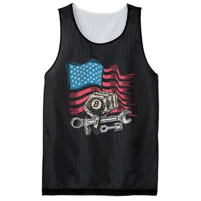 Mechanic Auto Car Repair American Flag Vintage Graphic Mesh Reversible Basketball Jersey Tank