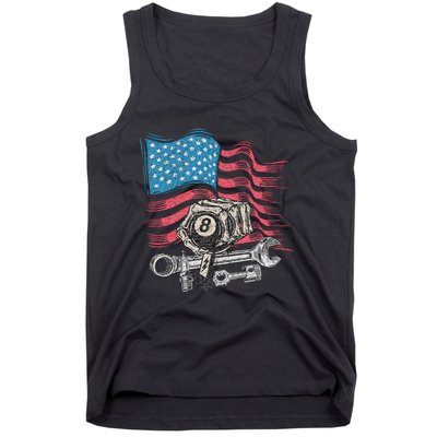 Mechanic Auto Car Repair American Flag Vintage Graphic Tank Top