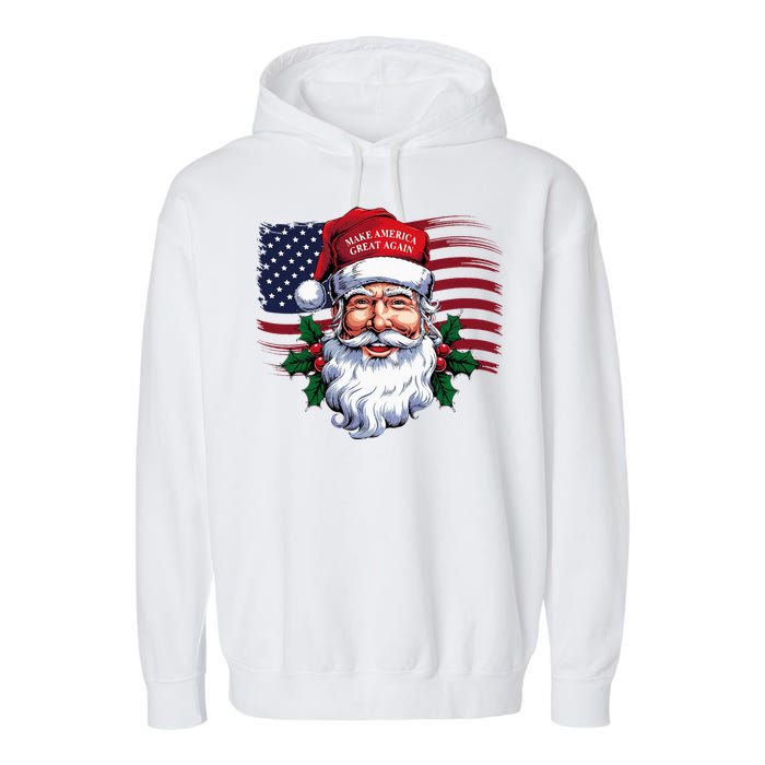 Make A Christmas Great Again Xmas Trump Maga Pajamas Santa Garment-Dyed Fleece Hoodie