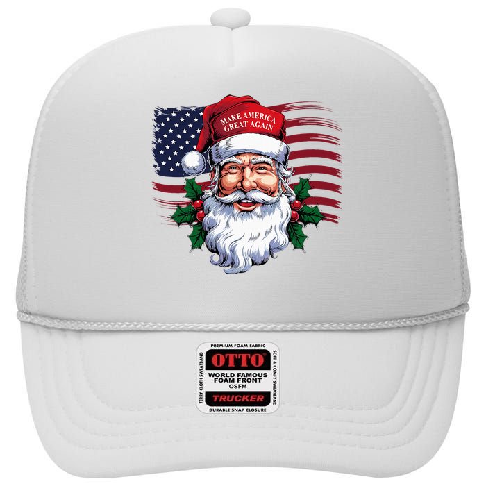 Make A Christmas Great Again Xmas Trump Maga Pajamas Santa High Crown Mesh Back Trucker Hat