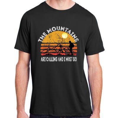 Mountains Are Calling I Must Go Retro Vintage Lovers Hiking Adult ChromaSoft Performance T-Shirt