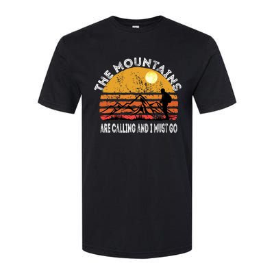 Mountains Are Calling I Must Go Retro Vintage Lovers Hiking Softstyle CVC T-Shirt