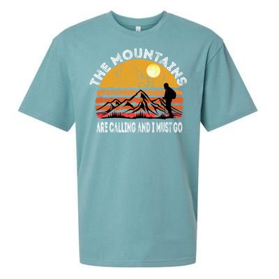 Mountains Are Calling I Must Go Retro Vintage Lovers Hiking Sueded Cloud Jersey T-Shirt