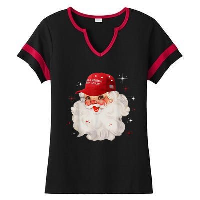 Make A Christmas Great Again Xmas Trump Maga Pajamas Santa Ladies Halftime Notch Neck Tee