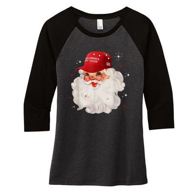 Make A Christmas Great Again Xmas Trump Maga Pajamas Santa Women's Tri-Blend 3/4-Sleeve Raglan Shirt