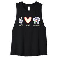 Mahjong Art Chinese Mah Jongg Game Lover Women's Racerback Cropped Tank