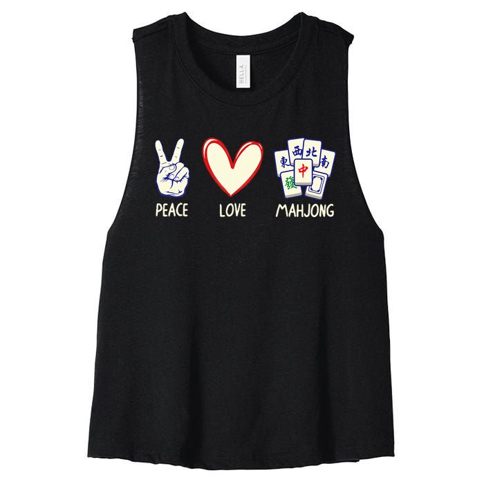 Mahjong Art Chinese Mah Jongg Game Lover Women's Racerback Cropped Tank