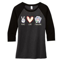 Mahjong Art Chinese Mah Jongg Game Lover Women's Tri-Blend 3/4-Sleeve Raglan Shirt