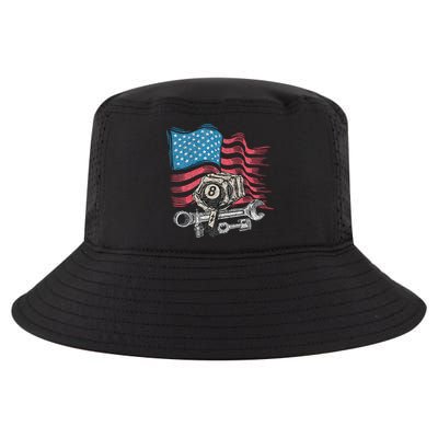 Mechanic Auto Car Repair American Flag Cool Comfort Performance Bucket Hat